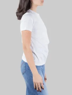 Hot DONDUP T-SHIRT BIANCA GIROCOLLO CON LOGO RICAMATO Bianco