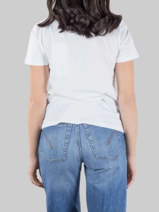 Hot DONDUP T-SHIRT BIANCA GIROCOLLO CON LOGO RICAMATO Bianco