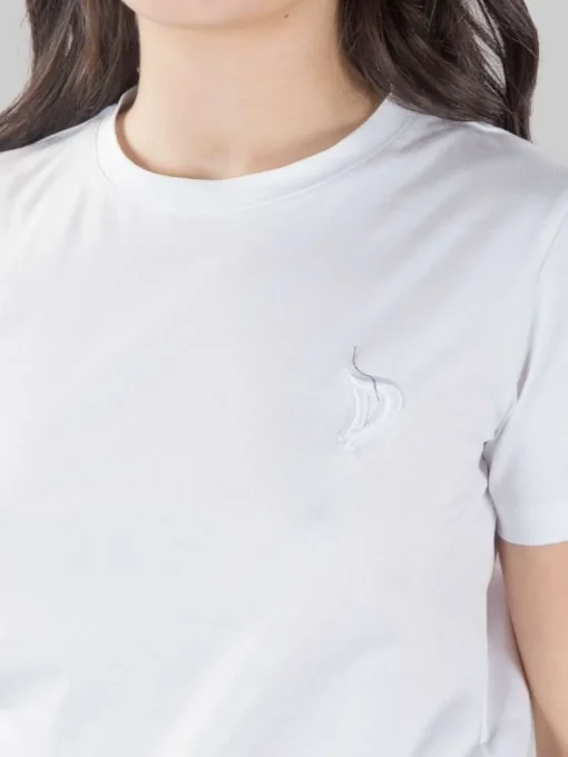 Hot DONDUP T-SHIRT BIANCA GIROCOLLO CON LOGO RICAMATO Bianco