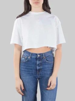 Fashion DONDUP T-SHIRT CORTA BIANCA CON PUNTI LUCE Bianco
