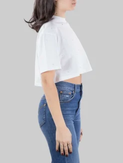 Fashion DONDUP T-SHIRT CORTA BIANCA CON PUNTI LUCE Bianco