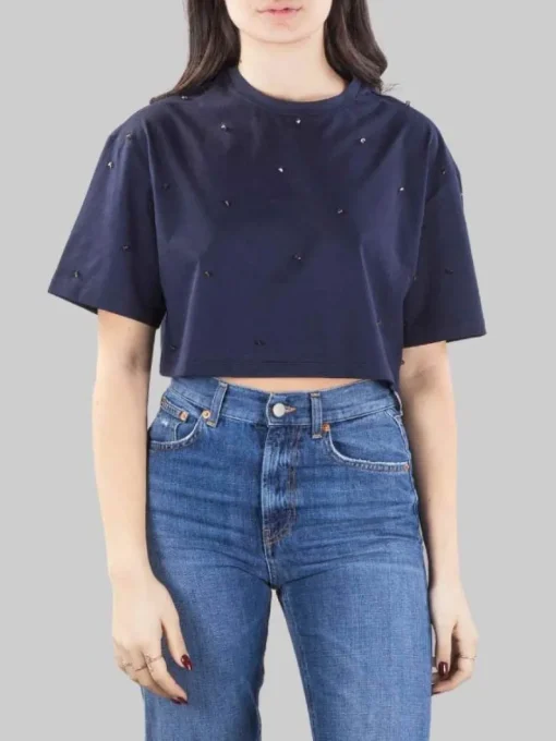 Hot DONDUP T-SHIRT CORTA CON PUNTI LUCE Blu