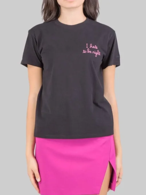 Discount MC2 SAINT BARTH T-SHIRT EMILIE GIROCOLLO NERA CON GRAFICA "I HATE TO BE RIGHT"- Nero