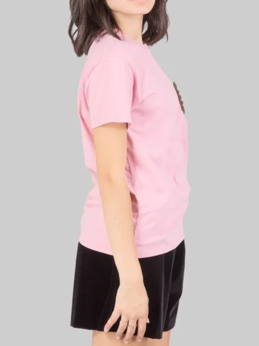 Fashion MC2 SAINT BARTH T-SHIRT EMILIE GIROCOLLO CON TASCHINO IN CROCHET A FANTASIA- Rosa
