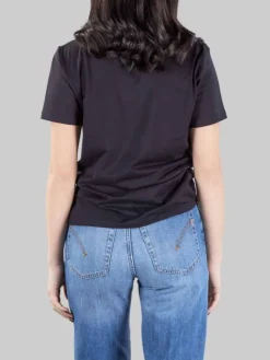 New DONDUP T-SHIRT NERA GIROCOLLO CON LOGO RICAMATO Nero