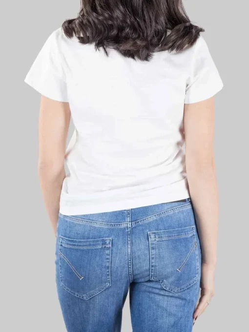 Online PINKO T-SHIRT TURBATO BIANCA CON LOGO IN STRASS E PERLINE Bianco