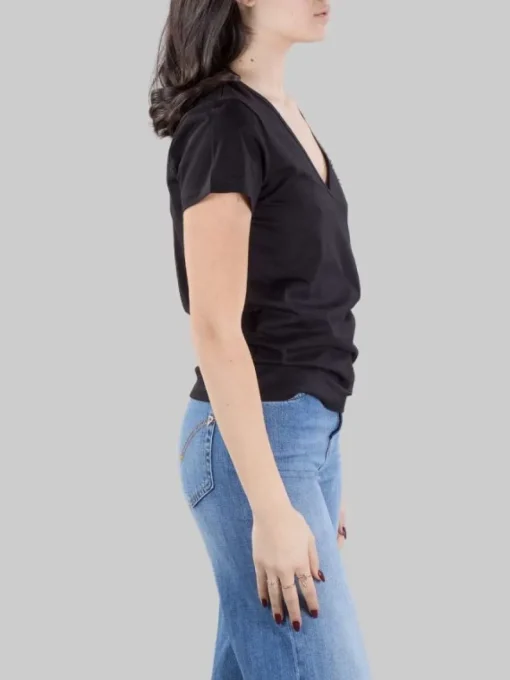 New PINKO T-SHIRT TURBATO NERA CON LOGO IN STRASS E PERLINE Nero