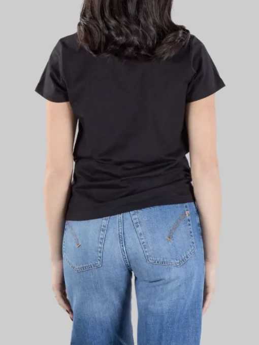 New PINKO T-SHIRT TURBATO NERA CON LOGO IN STRASS E PERLINE Nero